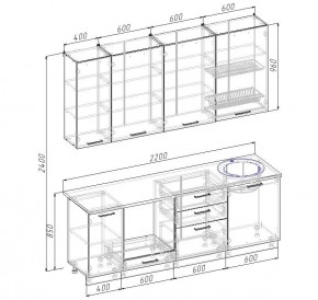 Кухонный гарнитур Капри 2200 h950 (Стол. 26мм) в Елабуге - elabuga.ok-mebel.com | фото 2