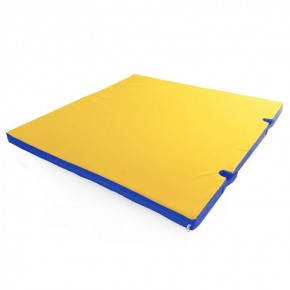 Мат гимнастический 1х1х0,08м с вырезом под стойки цв. синий-желтый в Елабуге - elabuga.ok-mebel.com | фото 1