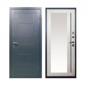 Металлическая дверь ТИТАН (МЕТАЛЛ-ПАНЕЛЬ) Зеркало/Букле графит + Штамп/Лиственница в Елабуге - elabuga.ok-mebel.com | фото 1