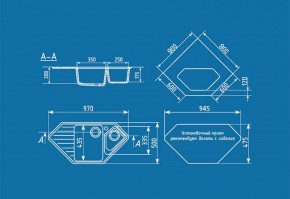 Мойка кухонная ULGRAN U-409 (970*500) в Елабуге - elabuga.ok-mebel.com | фото 2