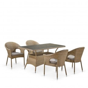 Обеденный комплект плетеной мебели T198B/Y79B-W56 Light Brown (4+1) в Елабуге - elabuga.ok-mebel.com | фото