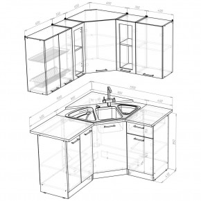 ОЛЬГА Кухонный гарнитур Оптима 2 (1500*1300 мм) в Елабуге - elabuga.ok-mebel.com | фото 2