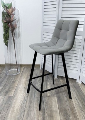 Полубарный стул CHILLI-QB SQUARE светло-серый #26, велюр / черный каркас (H=66cm) М-City в Елабуге - elabuga.ok-mebel.com | фото 2