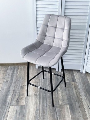 Полубарный стул ХОФМАН, цвет H-09 Светло-серый, велюр / черный каркас H=63cm М-City в Елабуге - elabuga.ok-mebel.com | фото 4