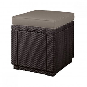 Пуфик Куб с подушкой (Cube with cushion) коричневый - серо-бежевый* в Елабуге - elabuga.ok-mebel.com | фото 1