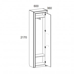 Шкаф 1DW, OLIVIA, цвет вудлайн крем/дуб анкона в Елабуге - elabuga.ok-mebel.com | фото 2