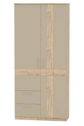 Шкаф 2-х дверный с ящиками ПРЕЗЕНТ 4-4819 (Дуб Крафт Золотой/Капучино/Дуб Мадейра) в Елабуге - elabuga.ok-mebel.com | фото