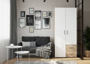 Шкаф 2-х створчатый с ящиками VICTOR (Сонома-Белый) в Елабуге - elabuga.ok-mebel.com | фото 3
