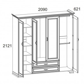 Шкаф 4D2S Z, TIFFANY, цвет вудлайн кремовый в Елабуге - elabuga.ok-mebel.com | фото