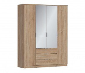 Шкаф 4х дверный с зеркалами Николь СБ-2595/1 (Дуб Сонома) в Елабуге - elabuga.ok-mebel.com | фото