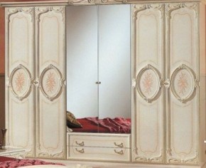 Шкаф 6-и дверный с зеркалами (01.146) Роза (беж) в Елабуге - elabuga.ok-mebel.com | фото