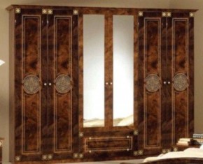 Шкаф 6-и дверный с зеркалами (02.146) Рома (орех) в Елабуге - elabuga.ok-mebel.com | фото