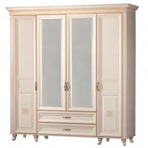 Шкаф для одежды 4-дверный с зеркалом №493 Марлен кремовый белый в Елабуге - elabuga.ok-mebel.com | фото