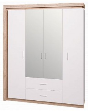 Шкаф для одежды с ящиками 4-х створчатый с зеркалом Люмен 16 в Елабуге - elabuga.ok-mebel.com | фото 1