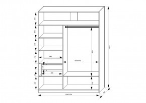 Шкаф-купе 1500 серии NEW CLASSIC K2+K2+B2+PL2(2 ящика+1 штанга+1 полка) профиль «Капучино» в Елабуге - elabuga.ok-mebel.com | фото 3