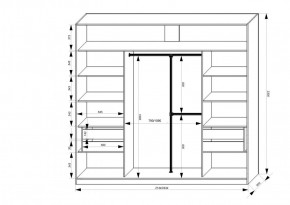 Шкаф-купе 2150 серии NEW CLASSIC K4+K4+K4+B22+PL4(по 2 ящика лев/прав+F обр.штанга) профиль «Капучино» в Елабуге - elabuga.ok-mebel.com | фото 3