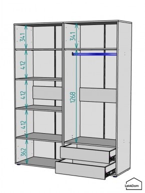 Шкаф Linnea MHR-4-2 2050х1600х510 (ДВ-М 11.1.25) в Елабуге - elabuga.ok-mebel.com | фото 3