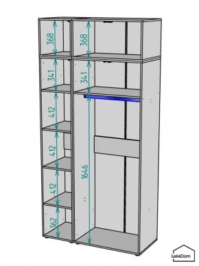Шкаф с антресолью Linnea MHR-3A-1 2450х1200х510 (Графит-М 11.1.25) в Елабуге - elabuga.ok-mebel.com | фото 3