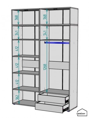 Шкаф с антресолью Linnea MHR-4A-2 2450х1600х510 (Графит-М 11.1.25) в Елабуге - elabuga.ok-mebel.com | фото 3