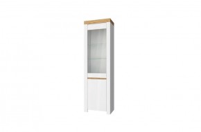 Шкаф с витриной  1V1D, TAURUS, цвет белый/дуб вотан в Елабуге - elabuga.ok-mebel.com | фото