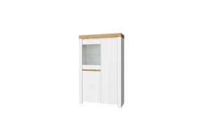 Шкаф с витриной 1V2D, TAURUS, цвет белый/дуб вотан в Елабуге - elabuga.ok-mebel.com | фото 1