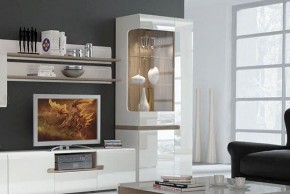 Шкаф с витриной 3D/TYP 01L, LINATE ,цвет белый/сонома трюфель в Елабуге - elabuga.ok-mebel.com | фото 6