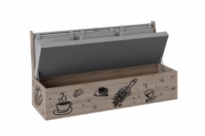 Скамья прямая РОДЕНГО Рогожка серая/Сонома трюфель в Елабуге - elabuga.ok-mebel.com | фото 3