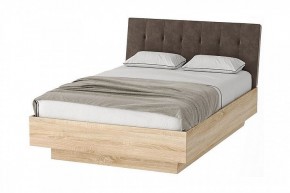 СОНАТА КРС-1400 Кровать с ПМ (дуб сонома/велюр коричневый) в Елабуге - elabuga.ok-mebel.com | фото