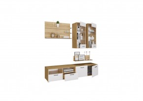 Стенка НЕНСИ 3 (Крафт золотой/Белый глянец) в Елабуге - elabuga.ok-mebel.com | фото 2