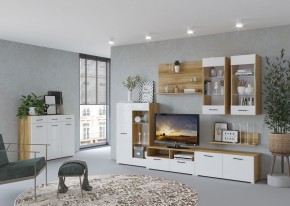Стенка НЕНСИ 3 (Крафт золотой/Белый глянец) в Елабуге - elabuga.ok-mebel.com | фото 3