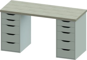 Стол письменный Ингар 2/55 140x75x55, дуб беленый/белый в Елабуге - elabuga.ok-mebel.com | фото 2