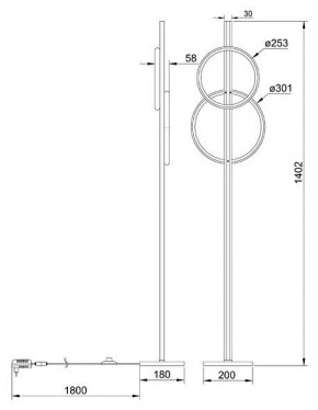 Торшер Arte Lamp Fluido A3913PN-24BK в Елабуге - elabuga.ok-mebel.com | фото 2