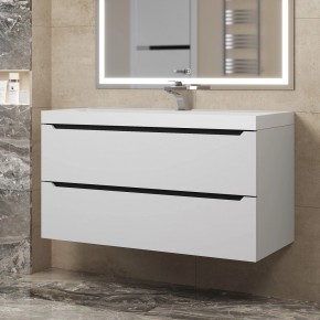 Тумба под раковину Uperwood Tanos 100 см, подвесная, белая/графит в Елабуге - elabuga.ok-mebel.com | фото