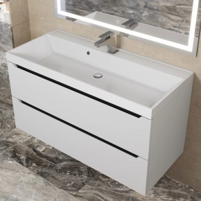 Тумба под раковину Uperwood Tanos 100 см, подвесная, белая/графит в Елабуге - elabuga.ok-mebel.com | фото 10