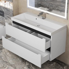 Тумба под раковину Uperwood Tanos 100 см, подвесная, белая/графит в Елабуге - elabuga.ok-mebel.com | фото 9