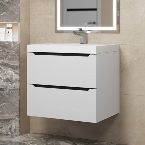Тумба под раковину Uperwood Tanos 60 см, подвесная, белая/графит в Елабуге - elabuga.ok-mebel.com | фото