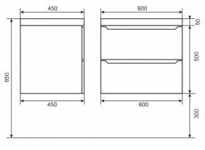 Тумба под раковину Uperwood Tanos 60 см, подвесная, белая/графит в Елабуге - elabuga.ok-mebel.com | фото 6