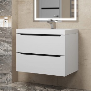 Тумба под раковину Uperwood Tanos 70 см, подвесная, белая/графит в Елабуге - elabuga.ok-mebel.com | фото