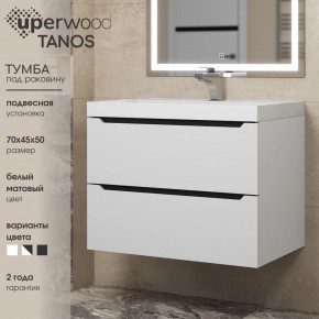 Тумба под раковину Uperwood Tanos 70 см, подвесная, белая/графит в Елабуге - elabuga.ok-mebel.com | фото 3