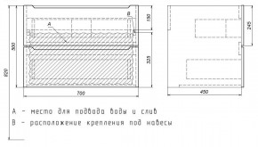 Тумба под раковину Uperwood Tanos 70 см, подвесная, белая/графит в Елабуге - elabuga.ok-mebel.com | фото 7