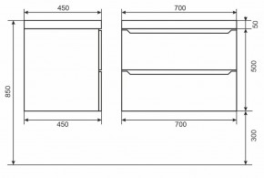 Тумба под раковину Uperwood Tanos 70 см, подвесная, черная матовая в Елабуге - elabuga.ok-mebel.com | фото 6