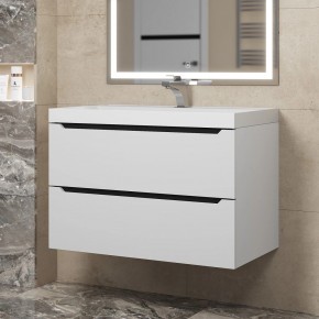 Тумба под раковину Uperwood Tanos 80 см, подвесная, белая/графит в Елабуге - elabuga.ok-mebel.com | фото