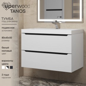 Тумба под раковину Uperwood Tanos 80 см, подвесная, белая/графит в Елабуге - elabuga.ok-mebel.com | фото 3