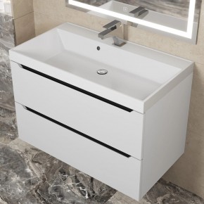 Тумба под раковину Uperwood Tanos 80 см, подвесная, белая/графит в Елабуге - elabuga.ok-mebel.com | фото 8