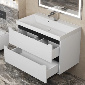 Тумба под раковину Uperwood Tanos 80 см, подвесная, белая/графит в Елабуге - elabuga.ok-mebel.com | фото 9
