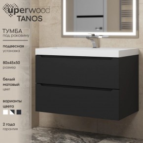 Тумба под раковину Uperwood Tanos 80 см, подвесная, черная матовая в Елабуге - elabuga.ok-mebel.com | фото 3