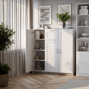 Тумба СИРИУС трехдверная с одним ящиком, цвет белый в Елабуге - elabuga.ok-mebel.com | фото 4